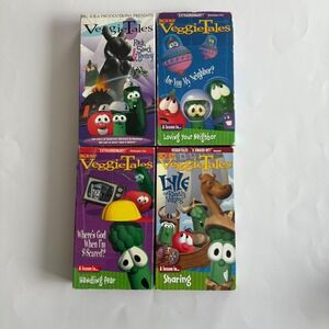 VeggieTales VHS Lot of 4 Rack Shack Benny Lyle Kindly Viking Big Idea Production